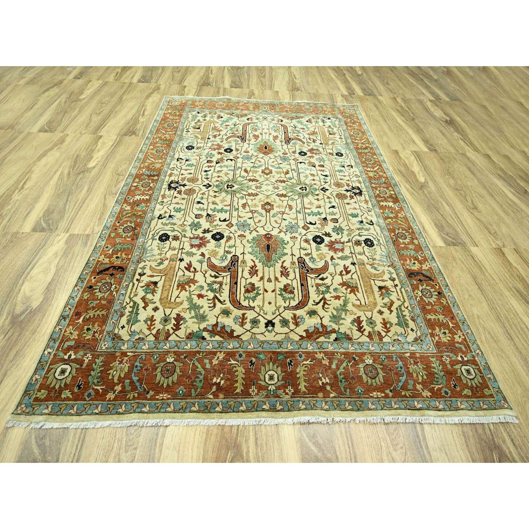 Lino Blanco, Heriz All Over Design, Tintes Naturales, Anudada a Mano, Pelo Suave, Lana de Nueva Zelanda Hilada a Mano, Alfombra Oriental
Materiales primarios: Lana
Látex: Sin pelo 
altura: 0,25 Pulgadas
Estilo: Tradicional
Color principal: