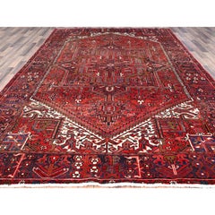 7'10"x11'4" Toreader Red Hand Knotted Cleaned Evenly Worn Vintage Oriental Rug
