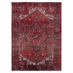 7'10"x11'4" Toreader Red Hand Knotted Cleaned Evenly Worn Vintage Oriental Rug