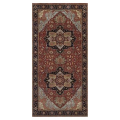 7'10"x16' Barn Red Antiqued Fine Heriz Re-Creation Pure Wool Hand Knotted XL Rug