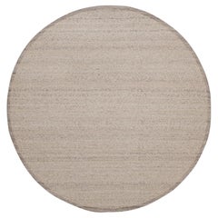 7'10"x7'10" Beaver Brown Modern Pure Undyed Wool Hand Knotted Textured Round Rug