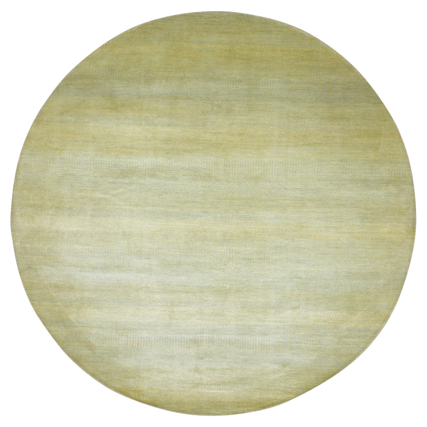 7
10 "x7
10" Tappeto rotondo in lana e seta annodato a mano con design moderno giallo oro.