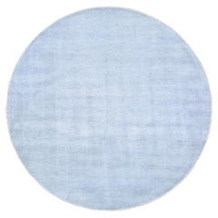 7'10 "x7'10" Grau Rund Gras Design Reine Wolle Hand geknüpft Orientteppich