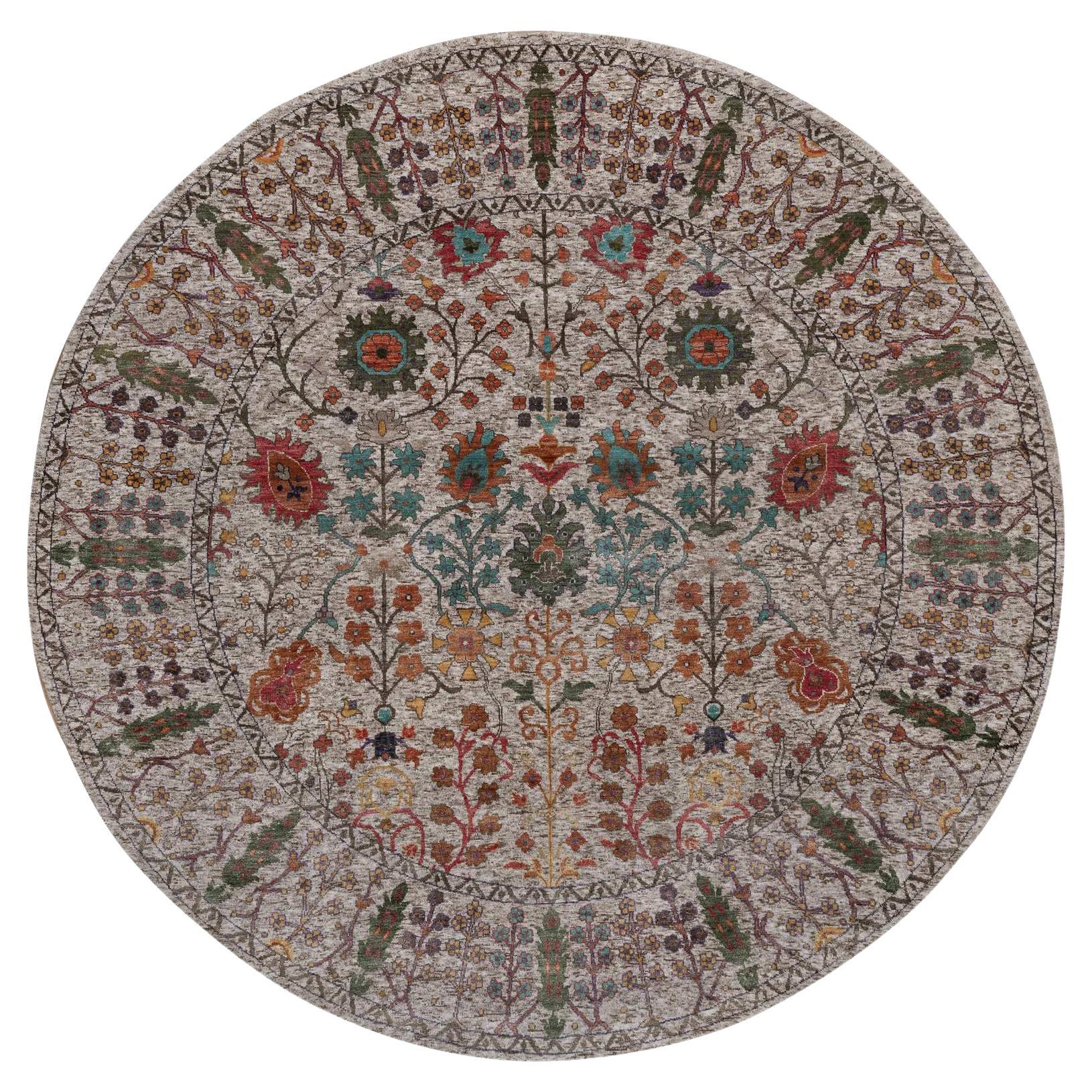 7
10 "x7
10" Ivory-Brown Vase Design Rugs Soie et laine noués à la main