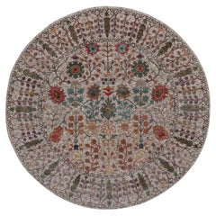 7
10 "x7
10" Ivory-Brown Vase Design Rugs Soie et laine noués à la main