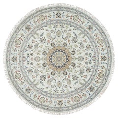 7
10 "x7
10" Ivoire Laine Naturelle Nain Flower Design 250 KPSI Tapis noué à la main