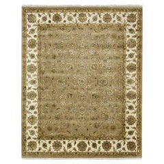 7'10 "x9'10" Braun Rajasthan mit Blatt-Design Handgeknüpft Wolle & Seide Orientalisch