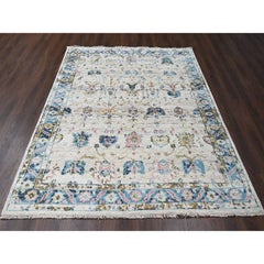 7'10 "x9'10" Avorio Annodato a mano in lana con tinture naturali Mahal Design Rugs Orientale