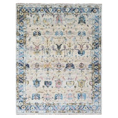 7'10"x9'10" Ivory Hand Knotted Wool Natural Dyes Mahal Design Oriental Rug