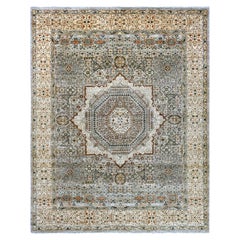 7'10"x9'10" Misty Gray 14th Century Mamluk Dynasty Pattern Hand Knotted Wool Rug