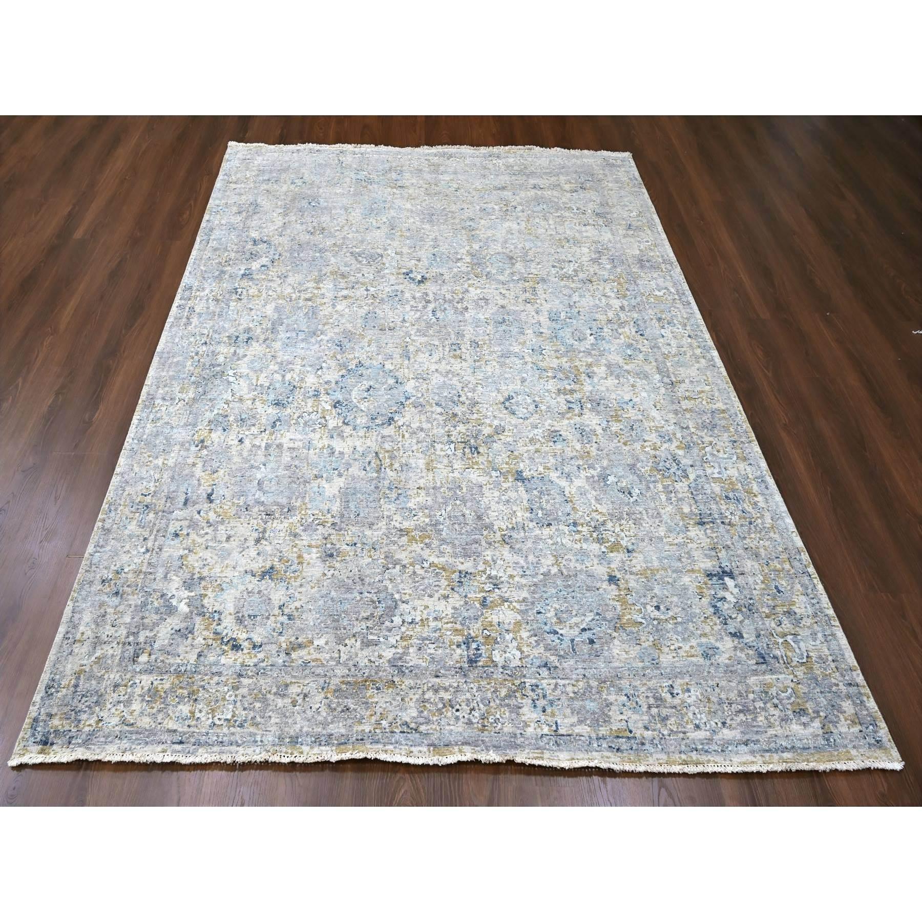 Grautöne, Antikes Tabriz Design, Distressed, Flor Null, Niedrig rasiert, 100% Wolle, Handgeknüpft, Orientteppich
Primäre MATERIALIEN: Wolle
Latex: Kein Flor 
Höhe: 0,25 Zoll
Stil: Traditionell
Grundfarbe: Grau
Sekundäre Farben: Braun,