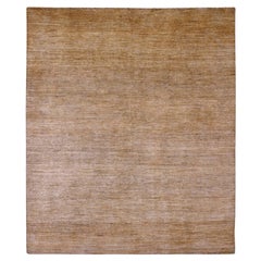 7'10 "x9'5" Tawny Brown Plain Pattern Hand Spun Ghazni Wool Hand Knots Rugs