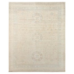 7
10 "x9
6" Beige Hand geknüpft 100% Wolle Khotan und Samarkand Design Orientteppich