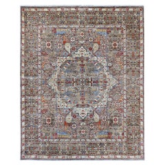 7'10 "x9'6" Brown 14ème siècle Dynasty Pattern Hand Knotsted Pure Wool Rugs