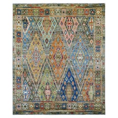 7
10"x9
6" Gray Hand Knotted Wool Anatolian Village Inspired Subtle Design Rug