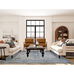 7'10 "x9'7" Ivory, Stone Washed Peshawar, Tappeto in lana organica annodato a mano