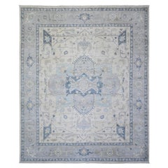 7'10"x9'7" Ivory, Stone Washed Peshawar, Organic Wool Hand Knotted Rug