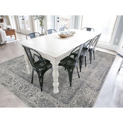 7'10"x9'9" Gray Fine jacquard Hand Loomed Erased Design Wool & Silk Oriental Rug