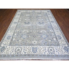 7'10 "x9'9" Alfombra Oriental Anudada a Mano de Lana Pura con Diseño Integral Heriz Gris