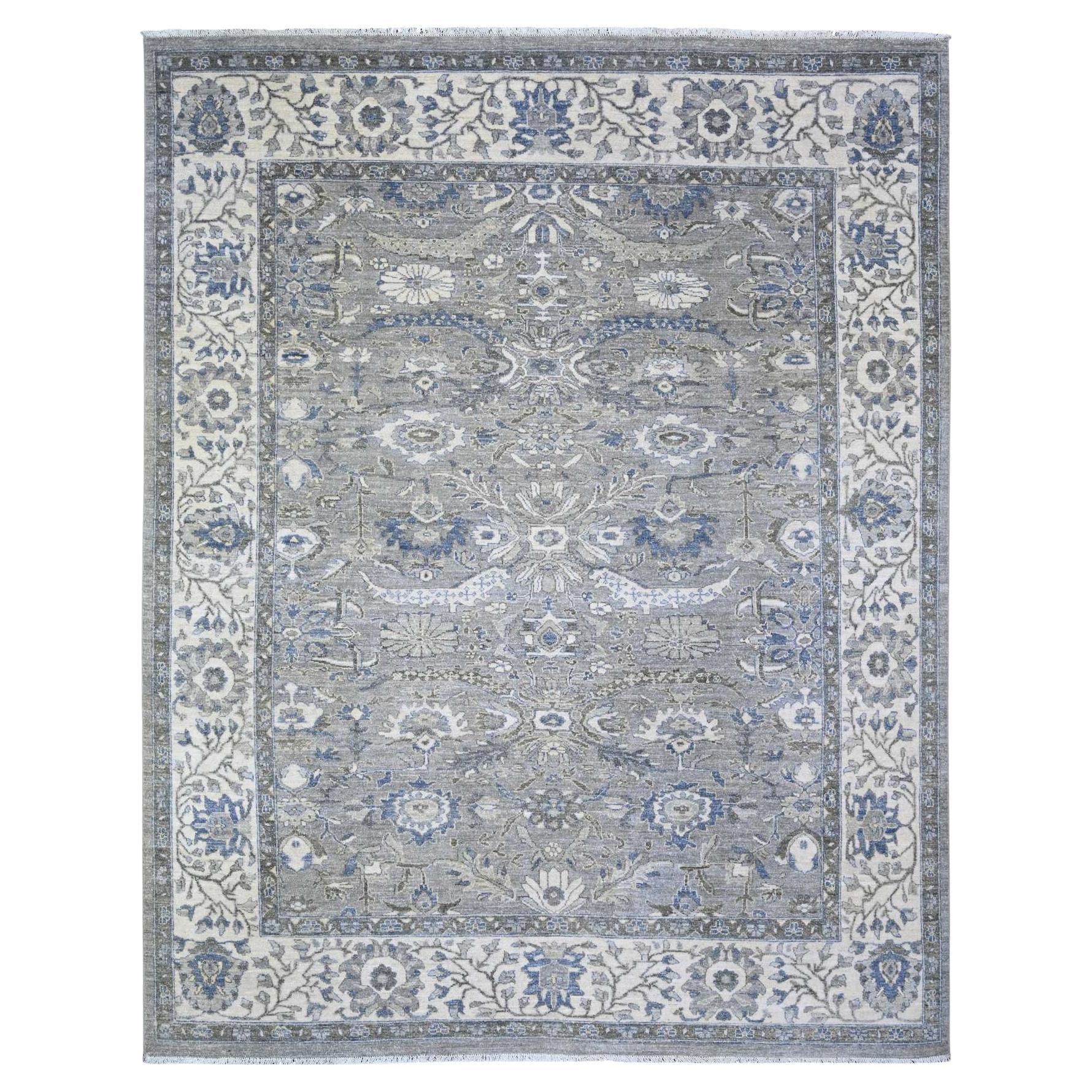 7'10"x9'9" Gray Heriz All Over Design Pure Wool Hand Knotted Oriental Rug