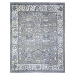 7'10"x9'9" Grauer Heriz All Over Design Handgeknüpfter orientalischer Teppich aus reiner Wolle
