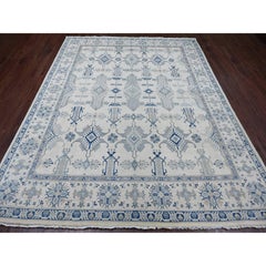 7'10 "x9'9" Ivory Vintage Look Kazak with All Over Design/One Hand Knots Rugs