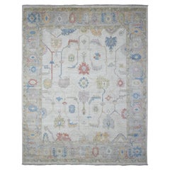 7'10 "x9'9" Silbergrau Handgeknüpft Afghanische Wolle Schuss Angora Oushak Orientteppich