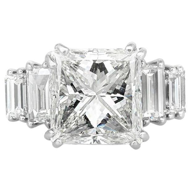 7.11 Carat Princess Cut Diamond Engagement Ring