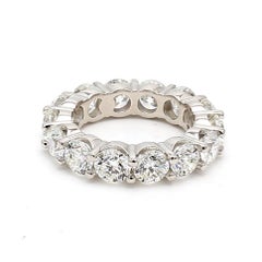 7.11 Carat Round Brilliant F VS1 Diamond Platinum Full Eternity Band Ring