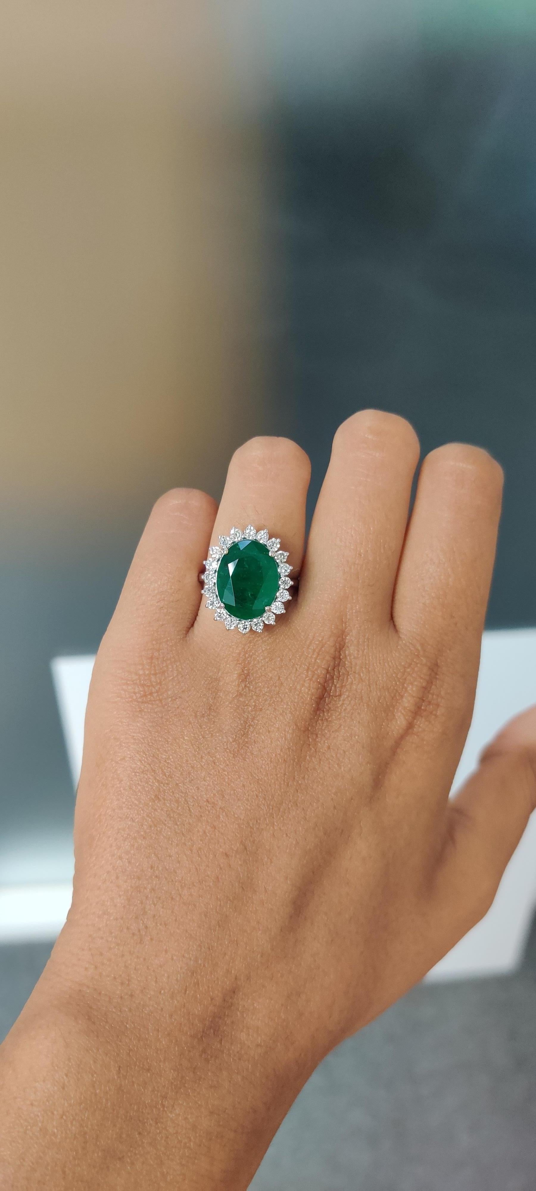 Christmas Special 7.11 Carat Zambian Emerald Ring with Old Cut Diamonds 1