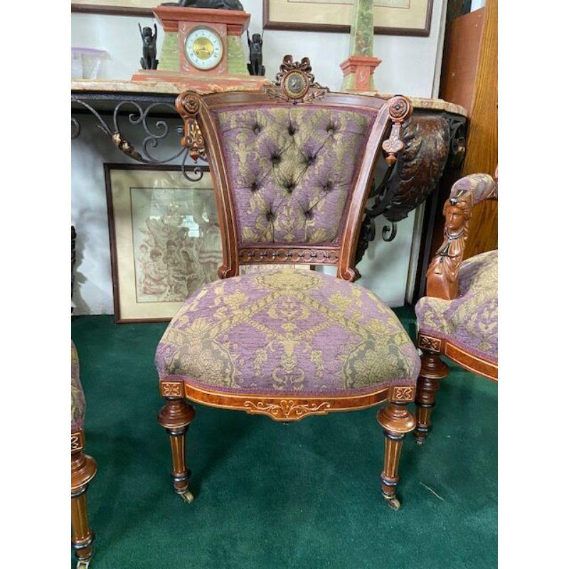 #7115 7-Piece Walnut Renaissance Revival Parlor Set by John Jelliff C.1875 In Excellent Condition For Sale In South Gate , CA