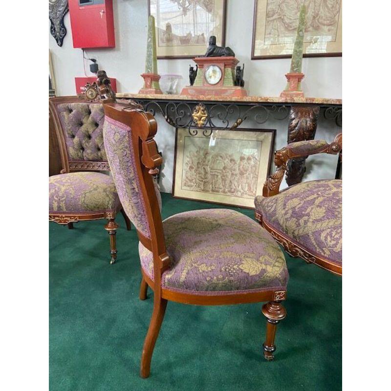 #7115 7-Piece Walnut Renaissance Revival Parlor Set by John Jelliff C.1875 For Sale 1