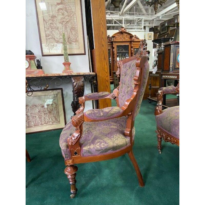 #7115 7-Piece Walnut Renaissance Revival Parlor Set by John Jelliff C.1875 For Sale 3