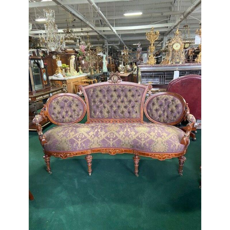 #7115 7-Piece Walnut Renaissance Revival Parlor Set by John Jelliff C.1875 For Sale 5