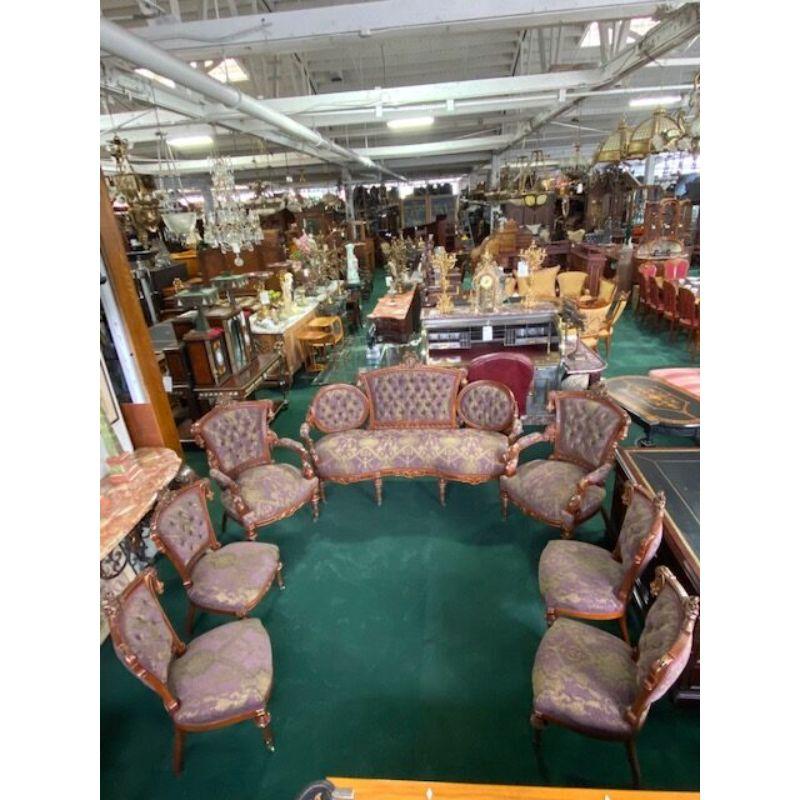 #7115 7-Piece Walnut Renaissance Revival Parlor Set by John Jelliff C.1875 For Sale