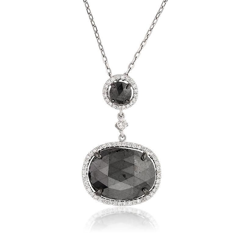 7.11ct Fancy Black Oval Rose Cut Diamond Pendant