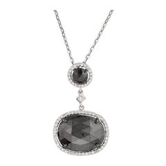 7.11ct Fancy Black Oval Rose Cut Diamond Pendant