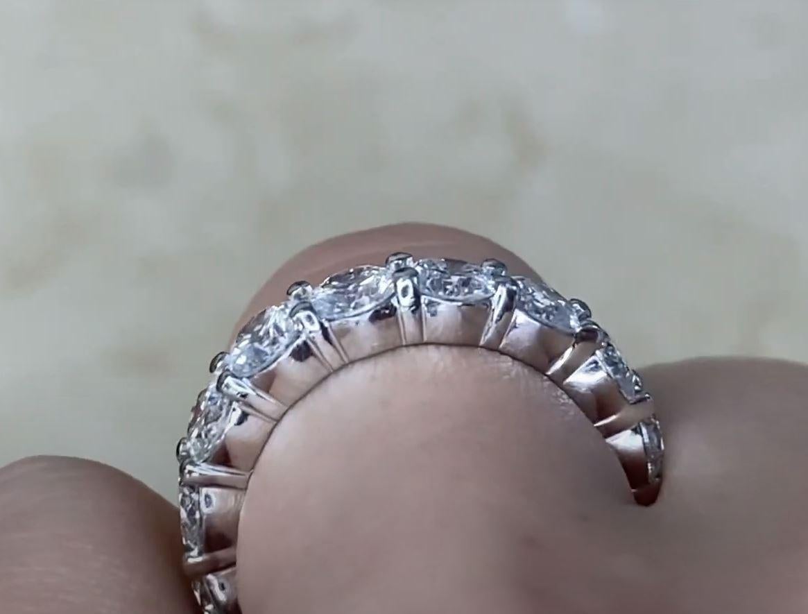 7.11ct Round Brilliant Cut Diamond Eternity Band Ring, G-H Color, Platinum For Sale 1