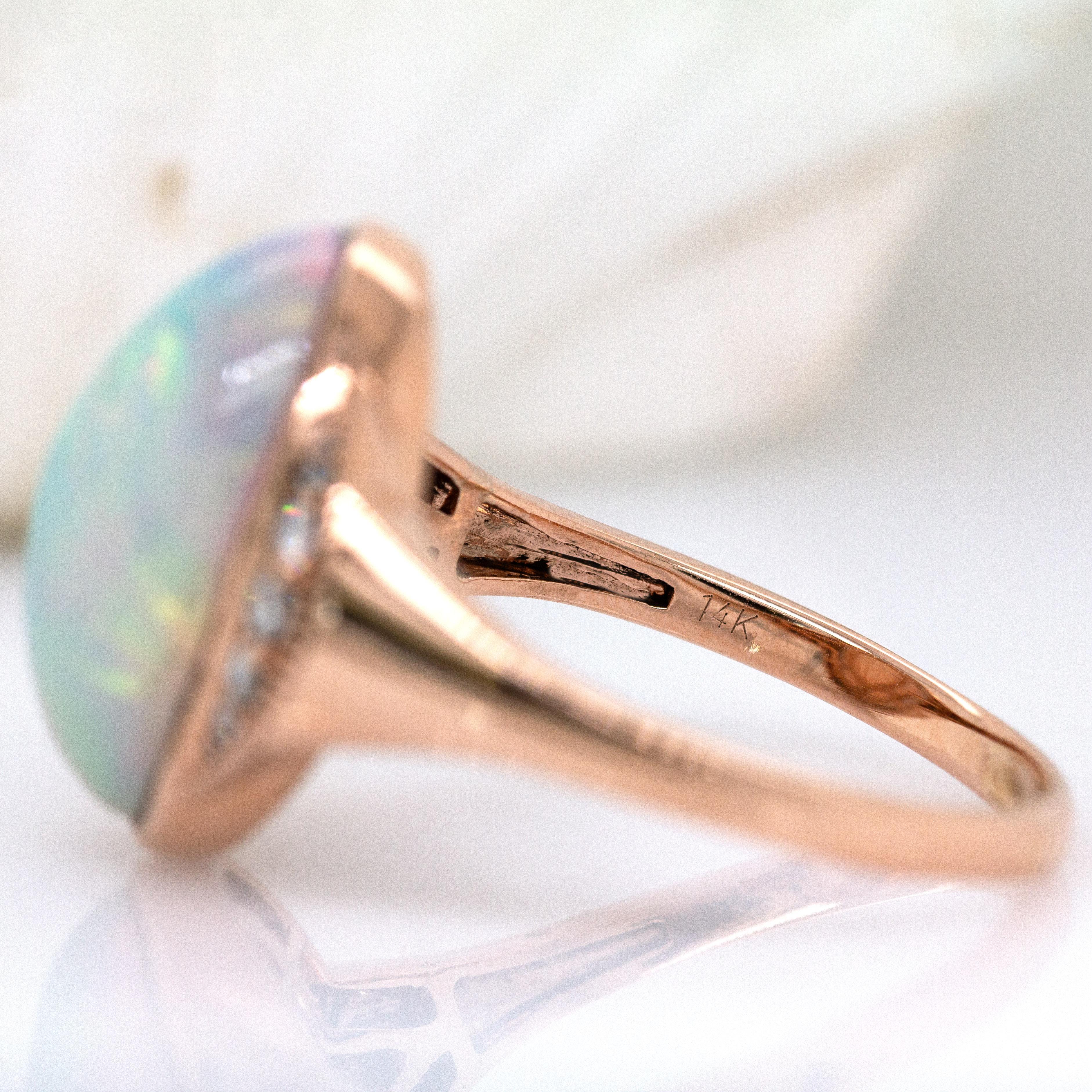 7.11cts Ethiopian Opal W Natural Diamond Accents Ring in 14k Solid Gold 17x13mm en venta 1