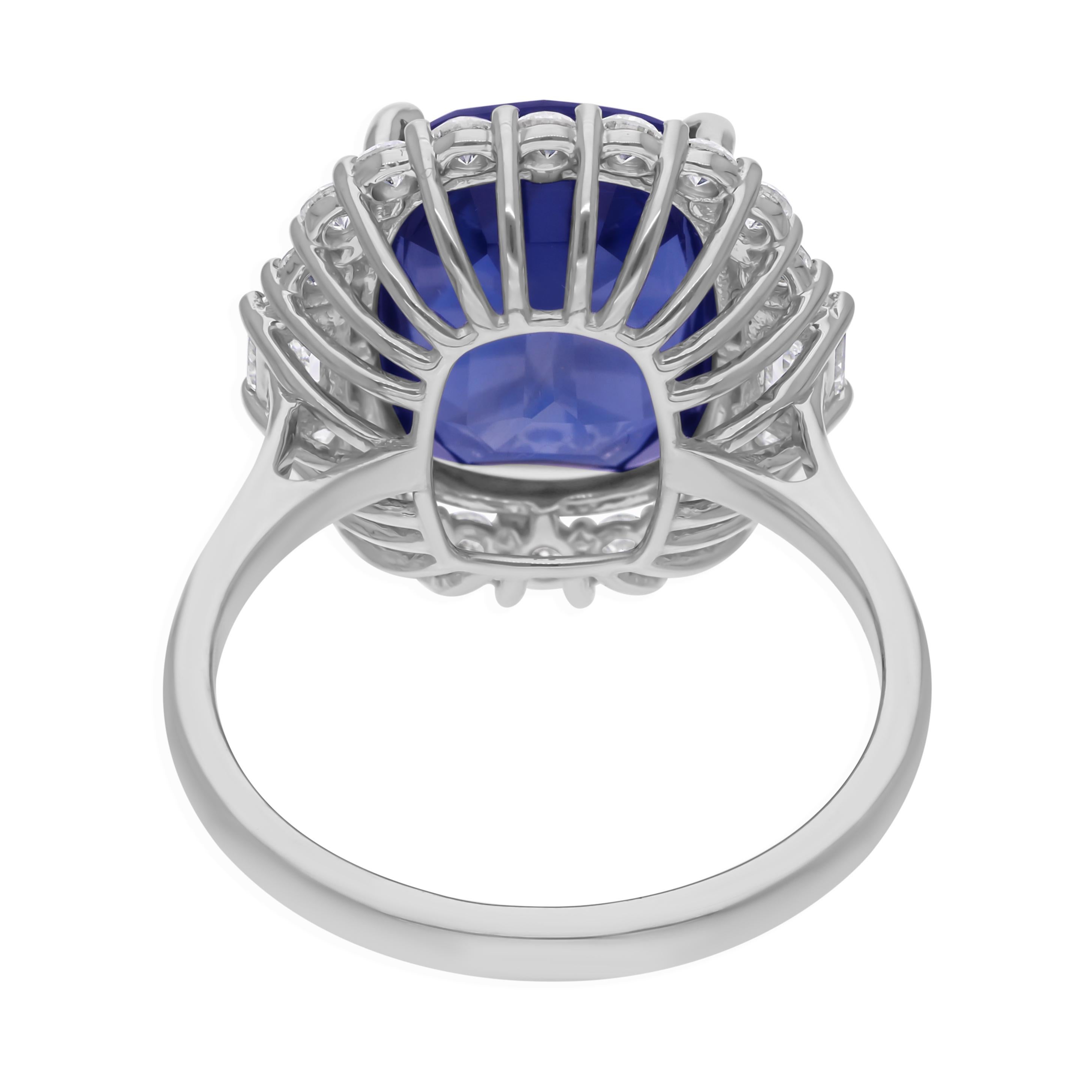 in vendita:  Anello di fidanzamento con zaffiro blu e diamante aureolato in oro bianco 18 carati con dichiarazione di 7,11 ct. 7