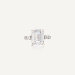 7.12 Carat Emerald-cut Statement 14K White Gold Radiant Elegance Diamond Ring