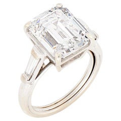 7.12 Carat Emerald-cut Statement 14K White Gold Radiant Elegance Diamond Ring