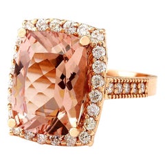Natural Morganite 14 Karat Solid Rose Gold Diamond Ring