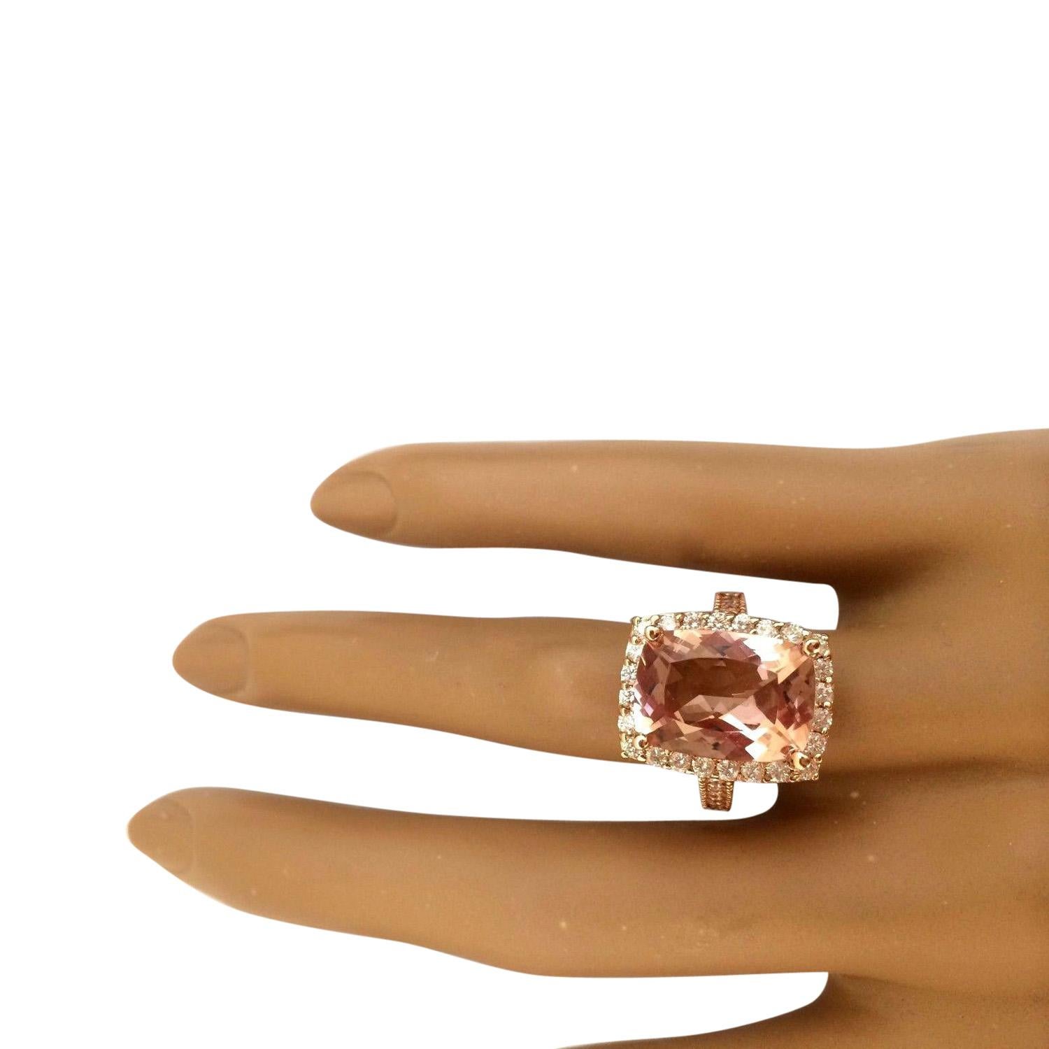 Women's Natural Morganite 14 Karat Solid Rose Gold Diamond Ring For Sale