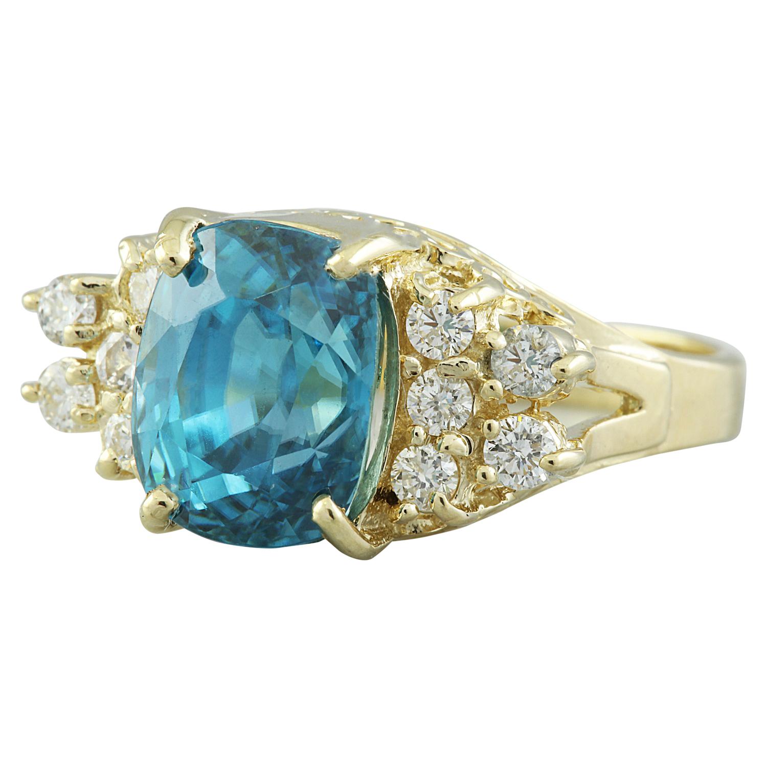 7.12 Carat Natural Zircon 14 Karat Solid Yellow Gold Diamond Ring In New Condition For Sale In Los Angeles, CA