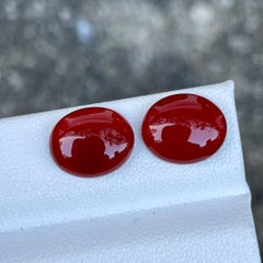 7.12 carats Deep Red Carnelian Stone Pair Cabochon Cut from India