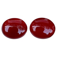 7.12 Karat tiefroter Karneolstein im Cabochon-Schliff aus Indien, Paar