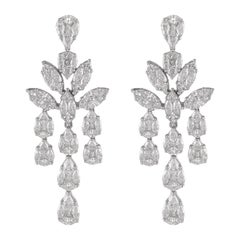 7.12ct Multi Diamond Chandelier Earrings 18k White Gold