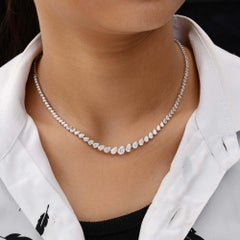 7.13 Carat Diamond Cascade Tennis Necklace with Graduated Pear Brilliance