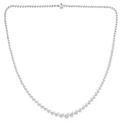 7.13 Carat Diamond Cascade Tennis Necklace with Graduated Pear Brilliance